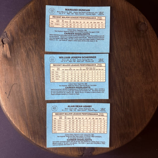 1986 Donruss High Grade MLB Baseball Card Lot #128, #516, #4051