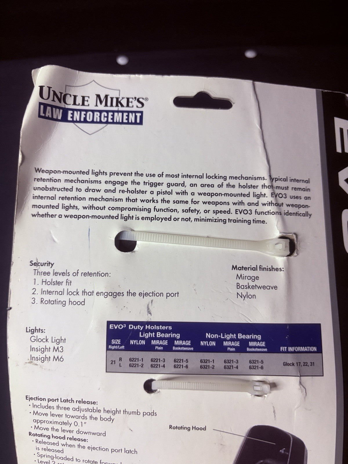 Uncle Mike's Evo3 Duty Holster Glock 17, 22, 31 w/FlashlightGlock Light, M3, M69
