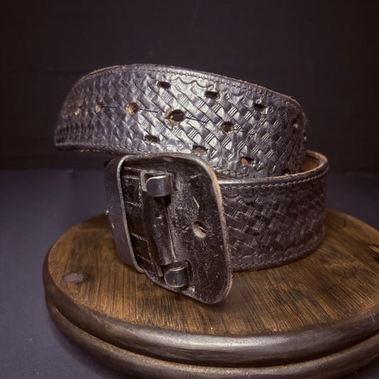 Bianchi Duty Belt (Size 32") Waist Black Basket Weave Leather1