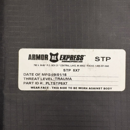 Armor Express Trauma Pad 5x7 Black Model STP Soft Ballistic Panel Body Armor1