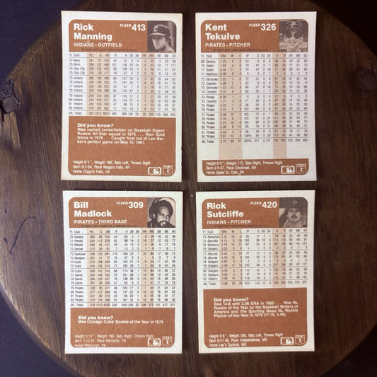 1983 Fleer High Grade Baseball Card Lot #413, #326, #309, #4201
