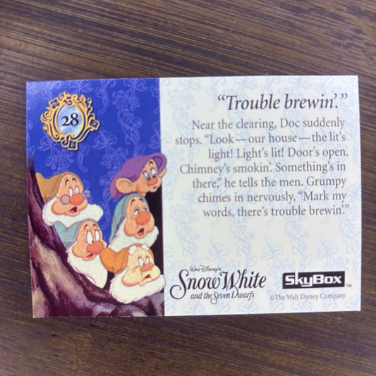 Walt Disney's Snow White Card #28 "TROUBLE BREWIN'!" High Grade Trading Card1