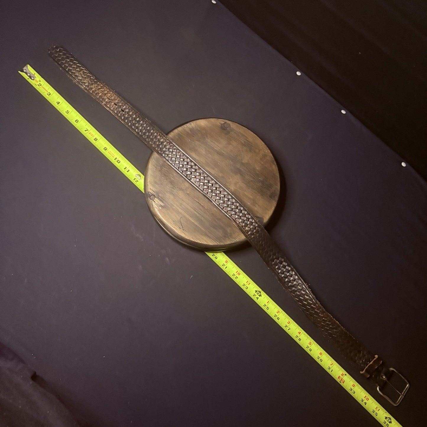 Worn Leather Belt 30" Basket Weave8
