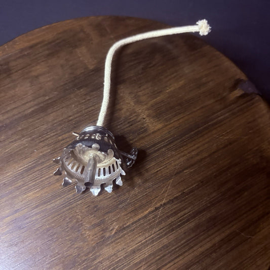 Kerosene Oil Lamp Burner 1/4" Wick 3/4" Threads Silver Tone
