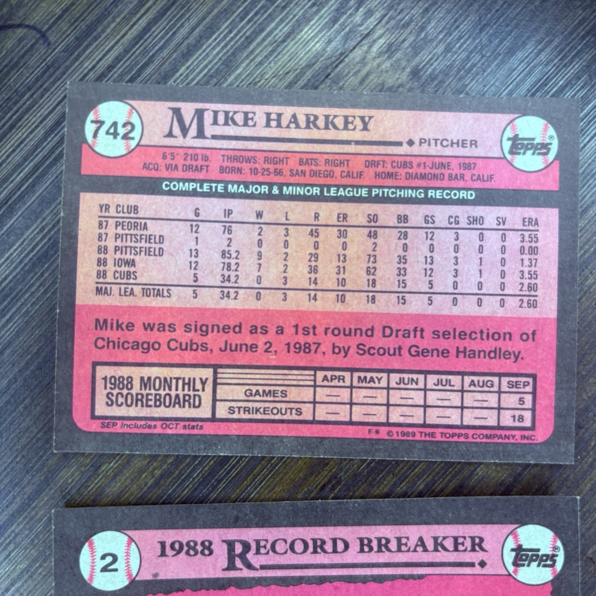 1986-89 Topps MILB Trading Card (Lot Of 3) Mike Harley, Wade Boggs, Damaso Garci