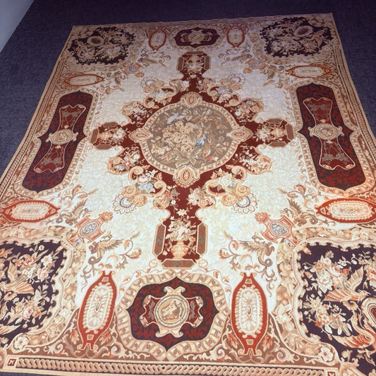 Antique French Tapestry 10x8, 19th Century, Hand Woven Aubusson Dragons