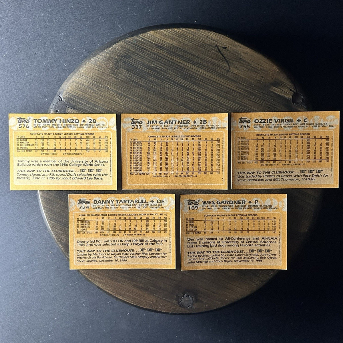 1988 Topps High Grade Trading Card (Lot of 5) MLB #567, #337, #755, #724, #189