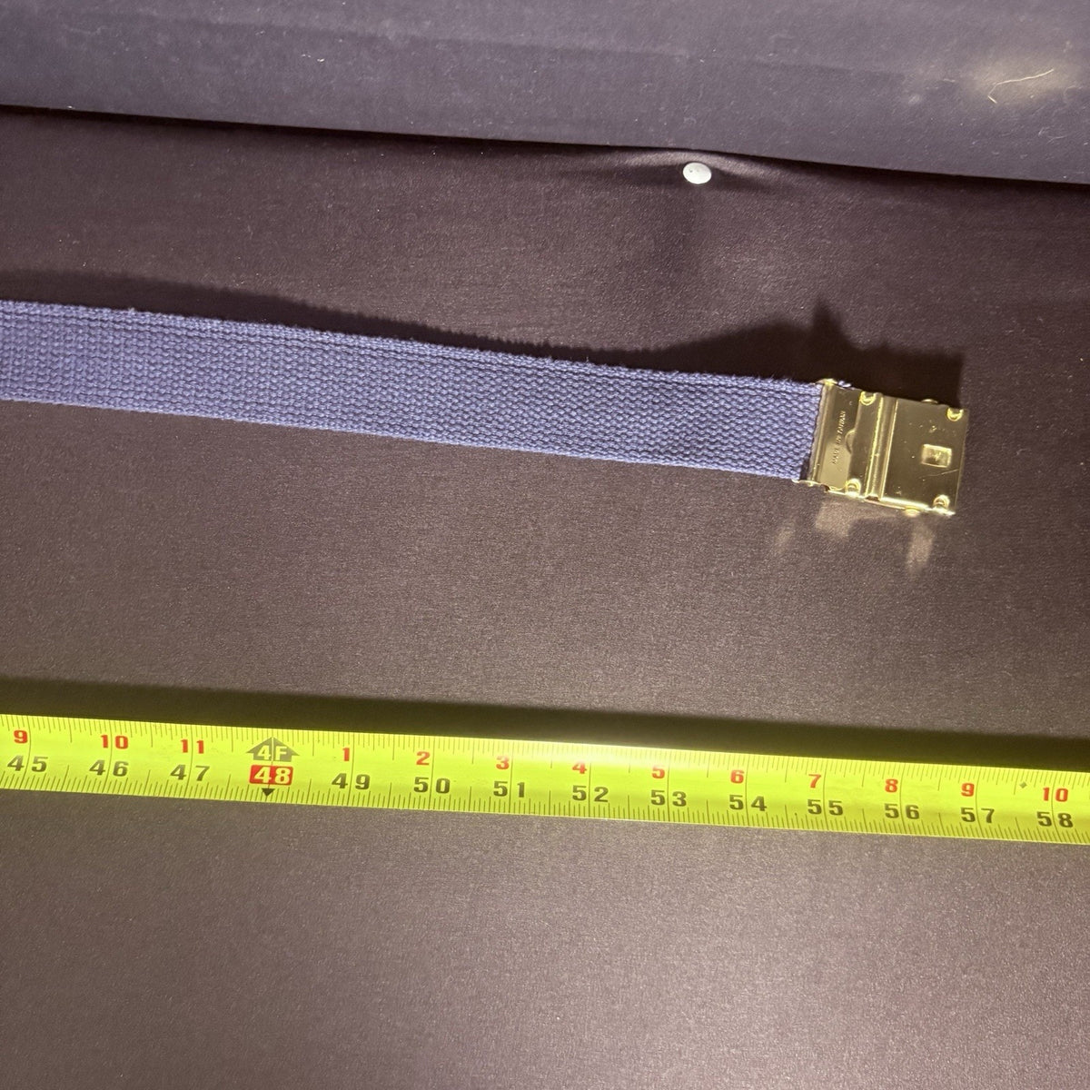 Military Web Belt Size 54" Gold Buckle Blue Nylon