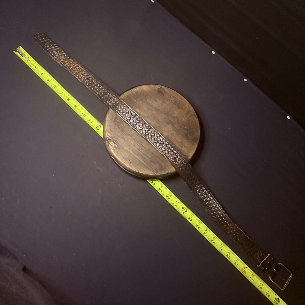 Worn Leather Belt 30" Basket Weave