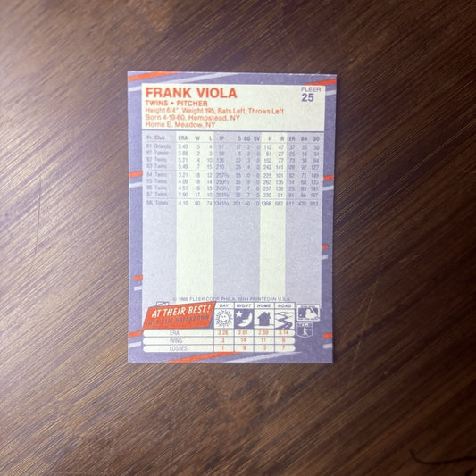 1988 Fleer Frank Viola Minnesota Twins #25