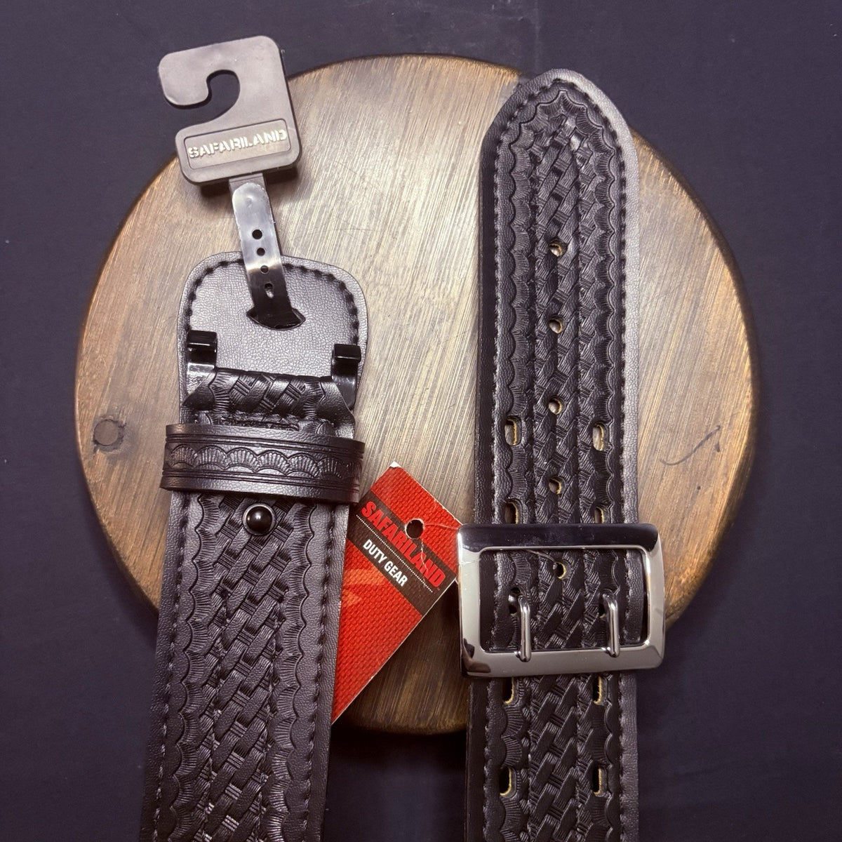 Safariland Model 87 Duty Belt - Size 32 - Sued Lined Basketweave - Black/Chrome
