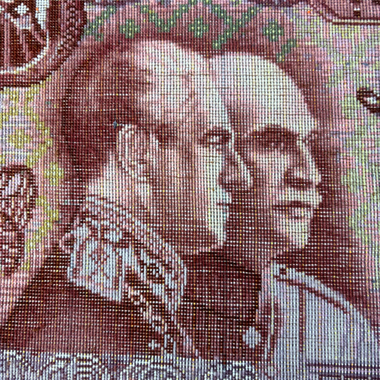 Persian Rug Banknote Tabriz Pictorial Hand Knotted 50 Raj Reza & Mohammed Shah Pahlavi 100 Rials 25in x 13in or 63cm x 33cm w/Rug Hangers