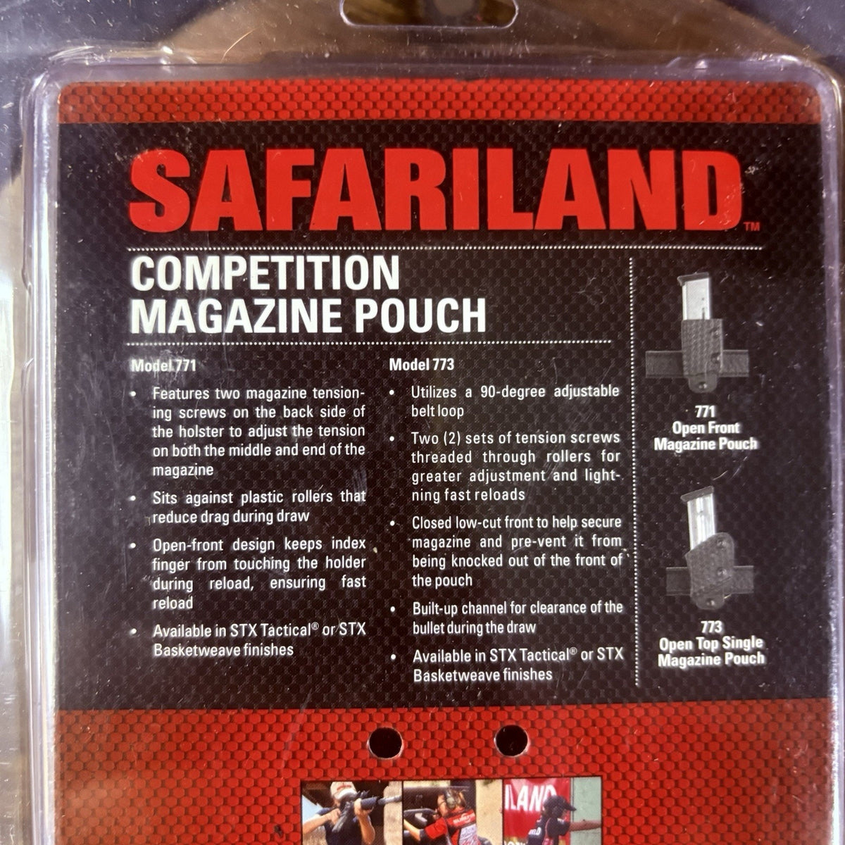 Safariland 771 Competition Magazine Pouch 9mm Open Top STX Tactical ELS Clip