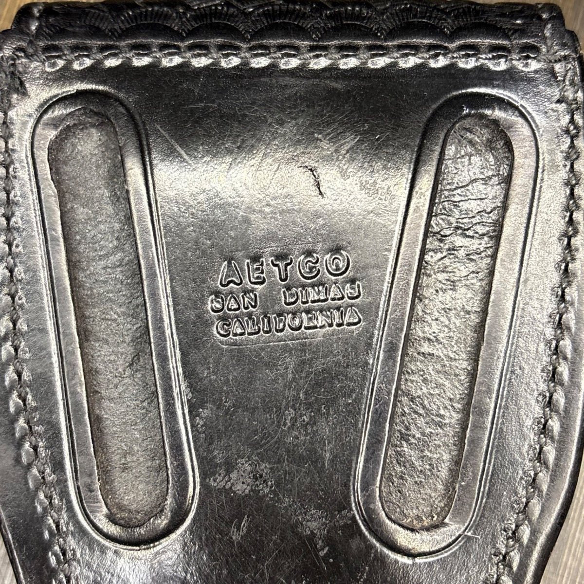 AETCO Handcuff Case Hidden Snap Black Basketweave Leather