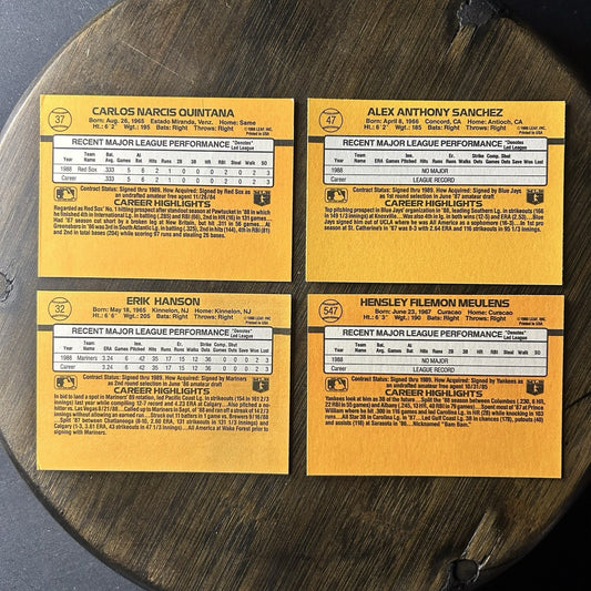 1989 Donruss Rated Rookies Lot Of (4)