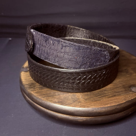 Leather Duty Belt Size 34"-36" Thin 1.5" Wide Hook & Loop Closure