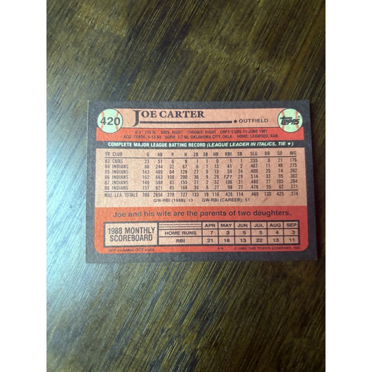 1989 Topps - Joe Carter #420 High Grade See Photos