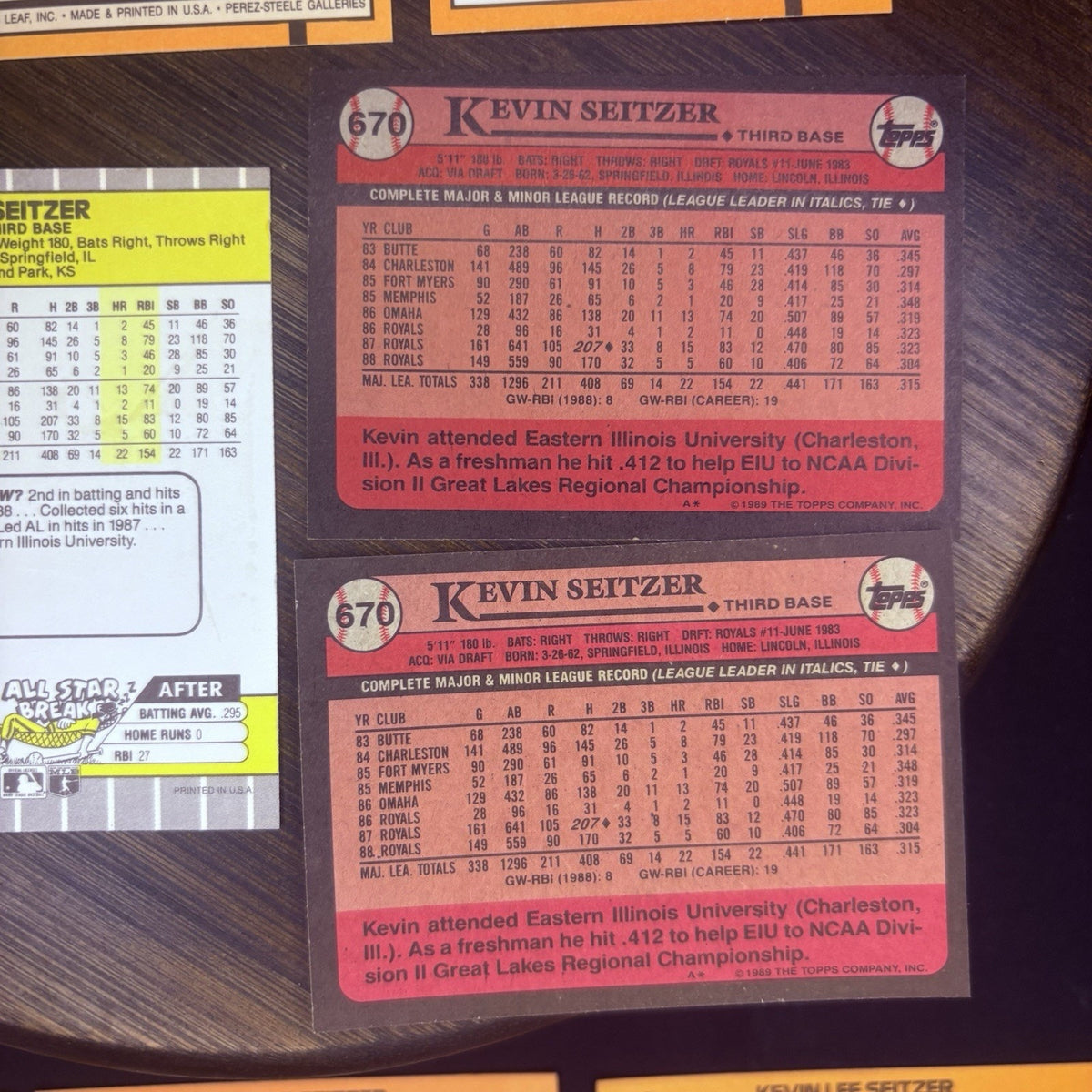 Kevin Seitzer (Lot Of 14) Trading Cards #670, #510, #292, #55, #238, No. 10