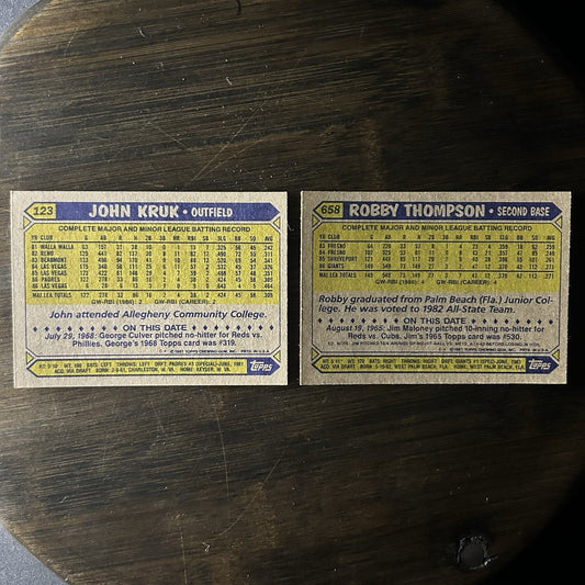 1987 Topps Robby Thompson & John Kurk High Grade Trading Card (Lot Of 2)