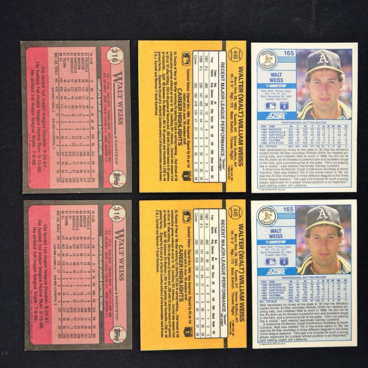 1989 Walt Weiss Trading Card (Lot Of 6) #316, #446, #165