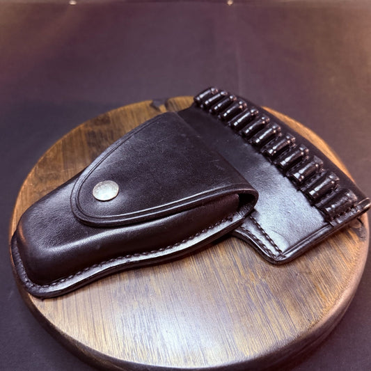 Don Hume Bullet Loop Handcuff Case Plain Black Leather C121