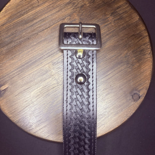 Duty Belt Size 28" Waist Black Basketweave Chrome Buckle
