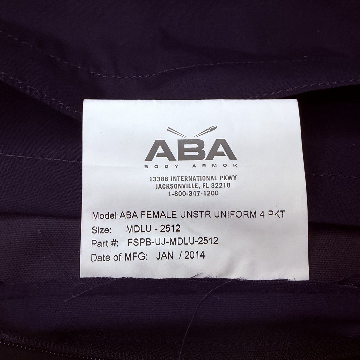 ABA Plate Carrier Vest Size Women's Large Dark Navy Pockets Female Duty Uniform