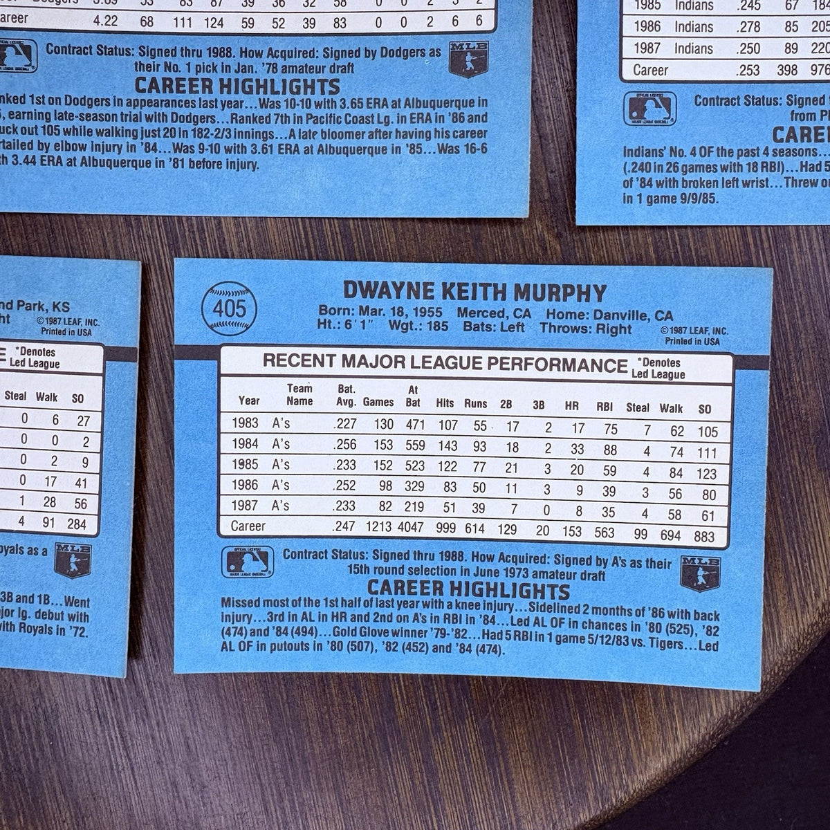 Donruss 1988 High Grade Cards #401, #402, #403, #404, #405 MLB Baseball (Lot 5)