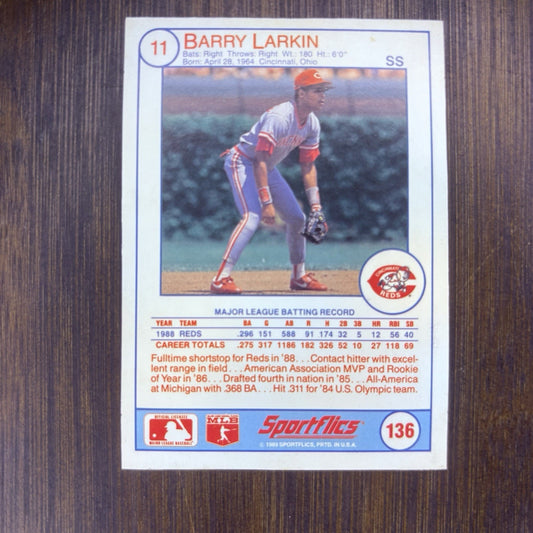 1989 Sportflics Barry Larkin #136 High Grade Trading Card REDS Holographic Card