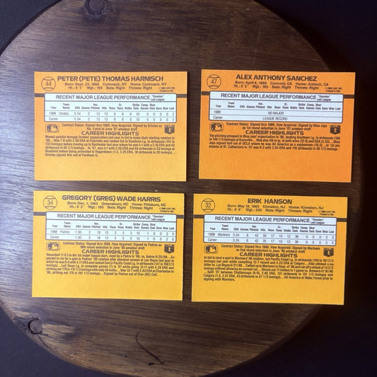 1989 Donruss Rated Rookies High Grade MLB Trading Card Lot Of (4)