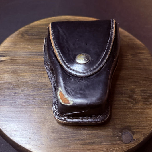 Gould & Goodrich Handuff Case Black High Gloss Leather Nickle Snap C303