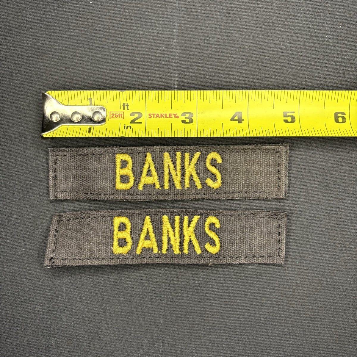 Name Identifier Patch "BANKS" Hook Backed 5" Lot Of 2 Black And Yellow