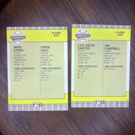 1989 Fleer #643 & #646 (Lot Of 2) Major Prospects League
