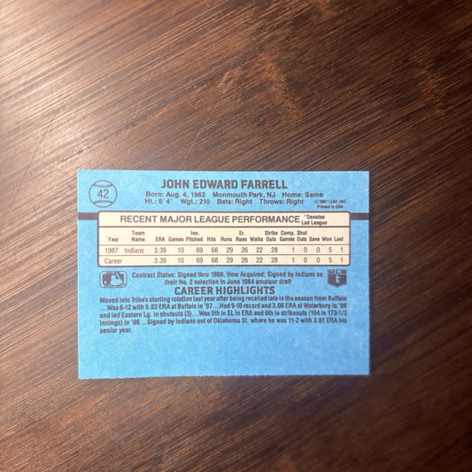 1988 Donruss - Rated Rookie John Farrell #42 (RC) High Grade