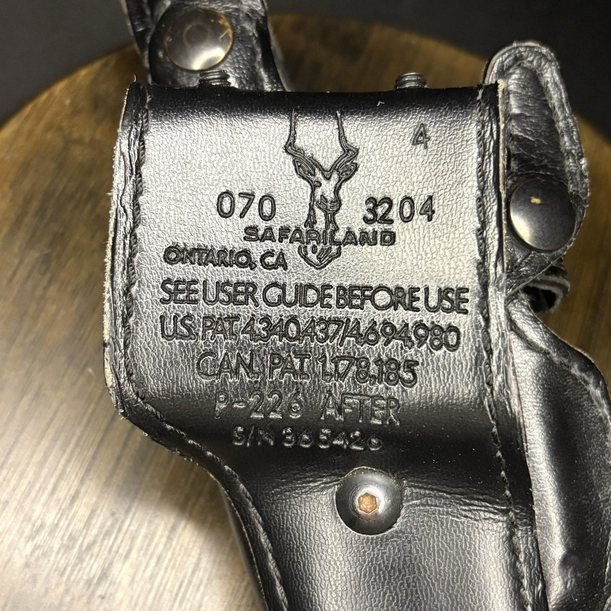 Safariland SIG P-226 Duty Holster w/ Retention Snap Strap Basketweave Leather
