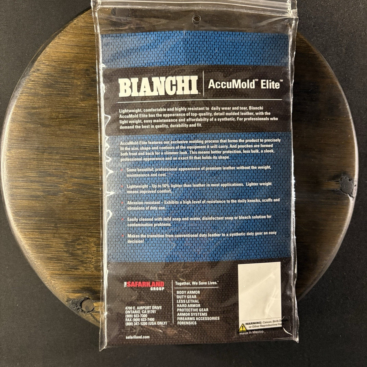 Bianchi 7909 Baton/ Flashlight Ring Holder Black Tooled Basketweave Leather 2.25