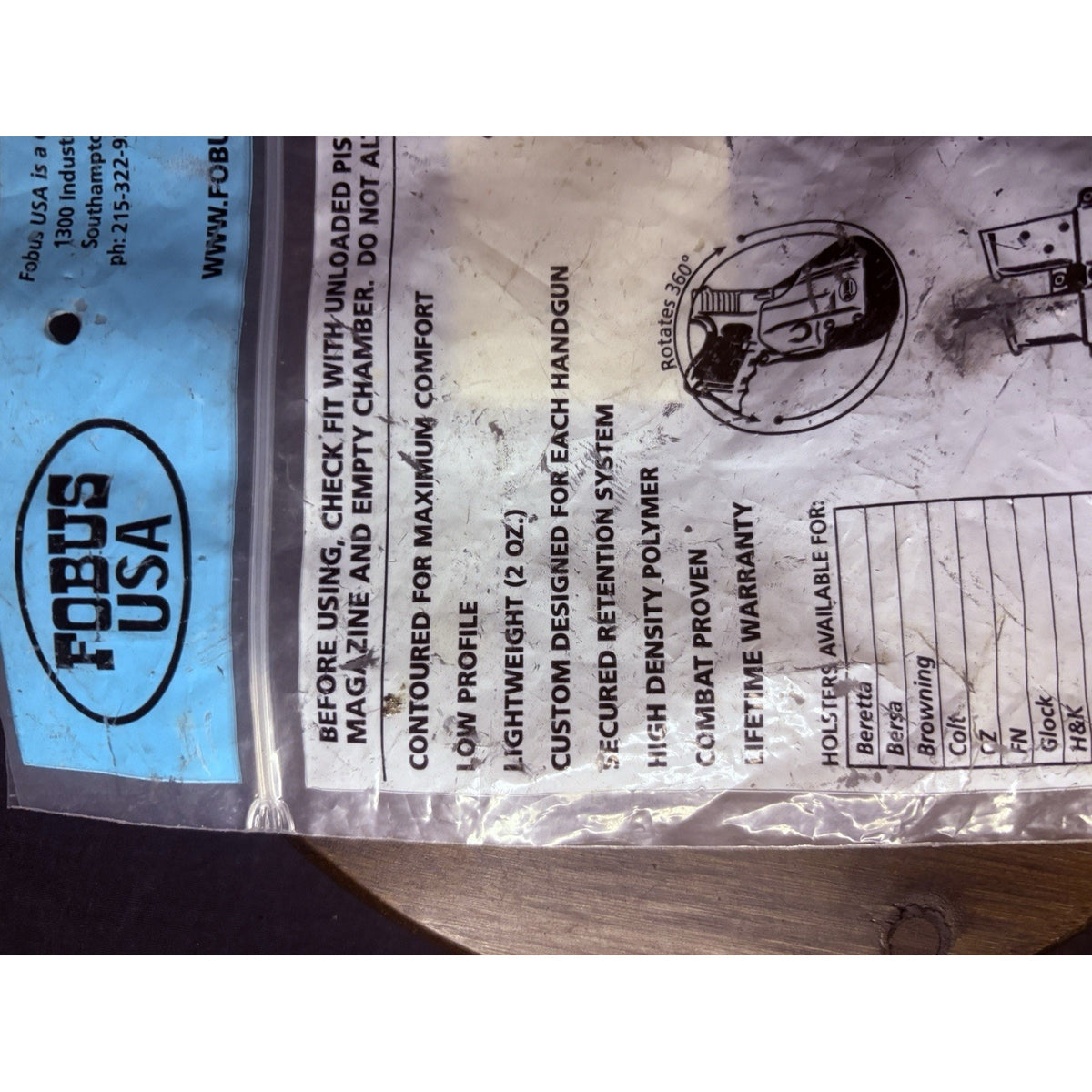 FOBUS M3 Light Carrier Elite Concealed Holsters For M3/M5/M6 Flashlights