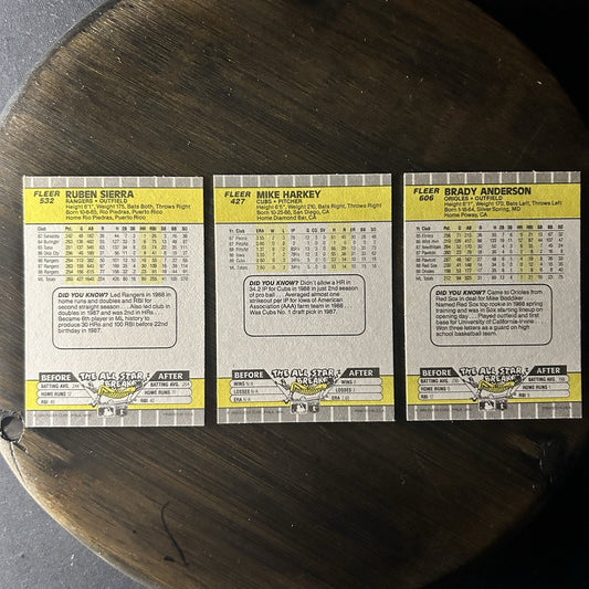 1989 Fleer #532, #427, #606 Baseball Trading Cards Lot Of (3)