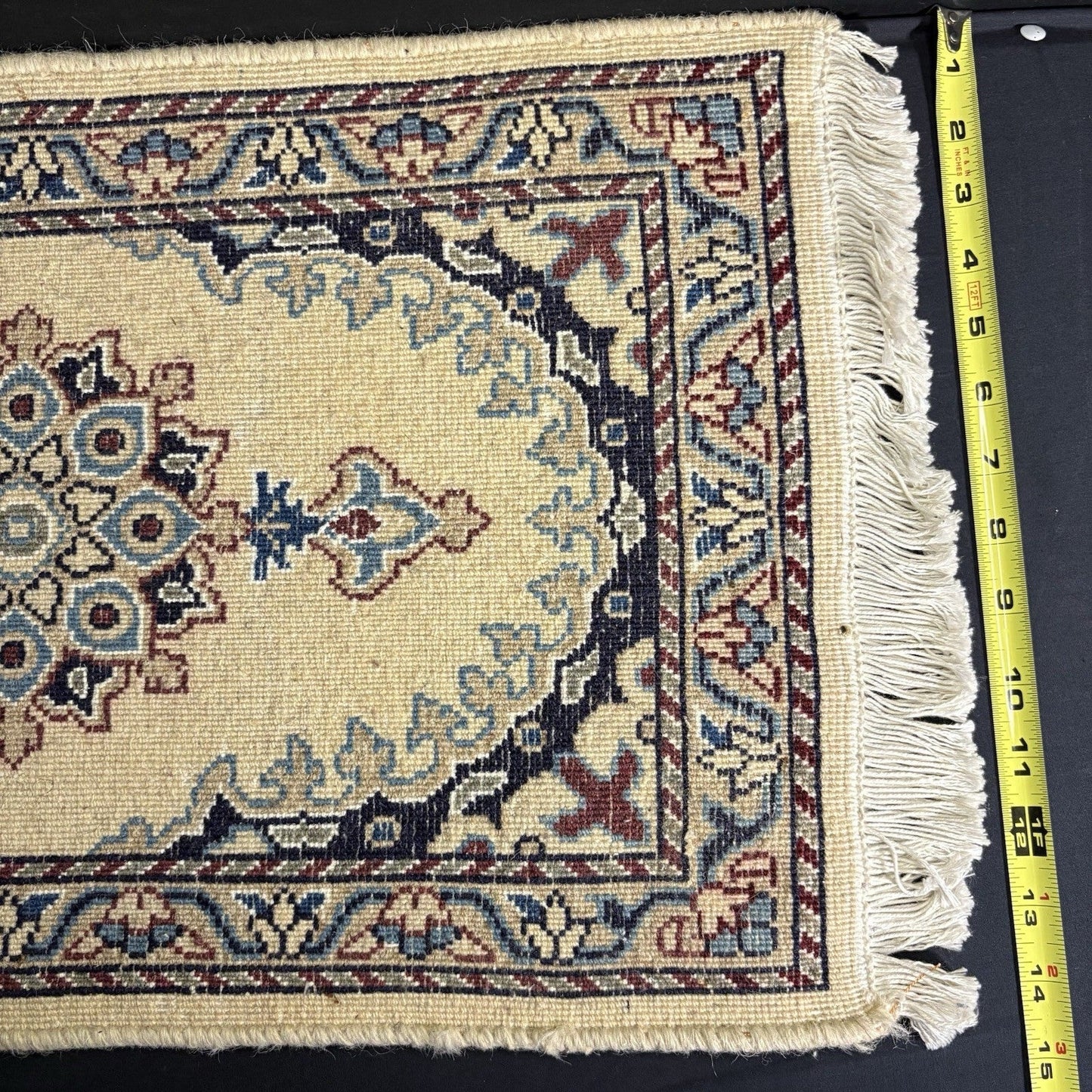 Persian Nain Rug Hand Knotted Blue Medallion 2'x1' or 24"x15" or 40cm X 60cm