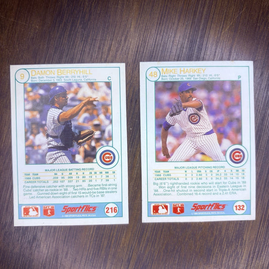 1989 Sportflics Cubs Damon Berryhill & Mike Harkey High Grade (Lot Of 2) Cards