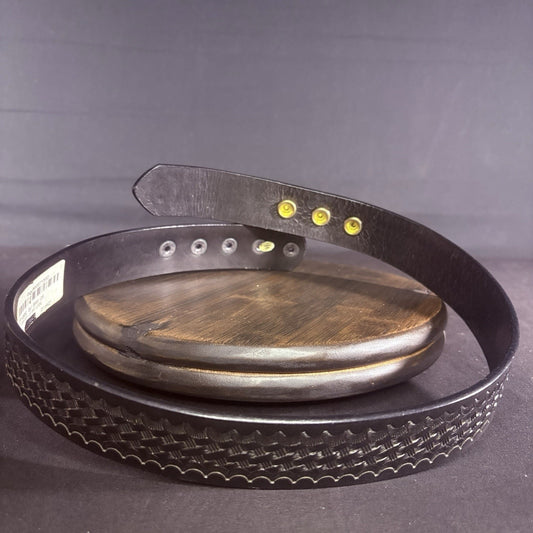 Dutyman Garrison Belt Size 28" With Brass Snap Closure and Basketweave Leather