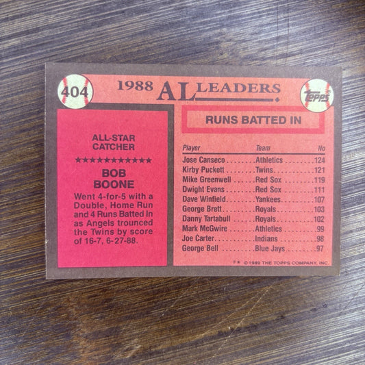 1989 Topps Bob Boone California Angels #404 High Grade See Photos