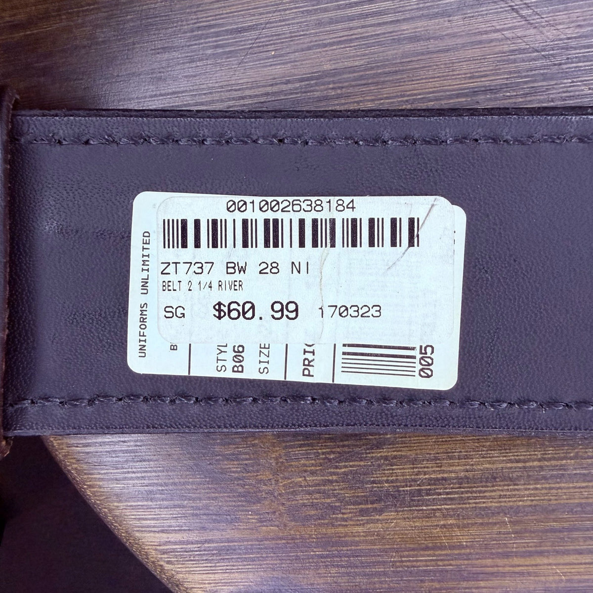 Aker River Belt Size 28" Black Basketweave Leather Duty Work Belt 2.25" Wide