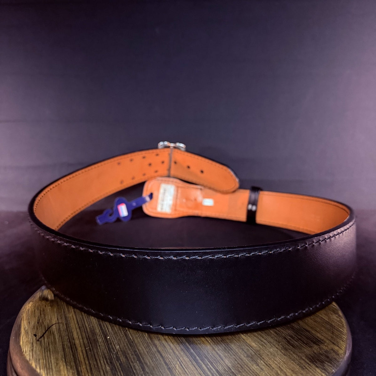 Dutyman Sam Browne Duty Belt Size 46" Plain Black Leather Nickel Buckle 2.25"