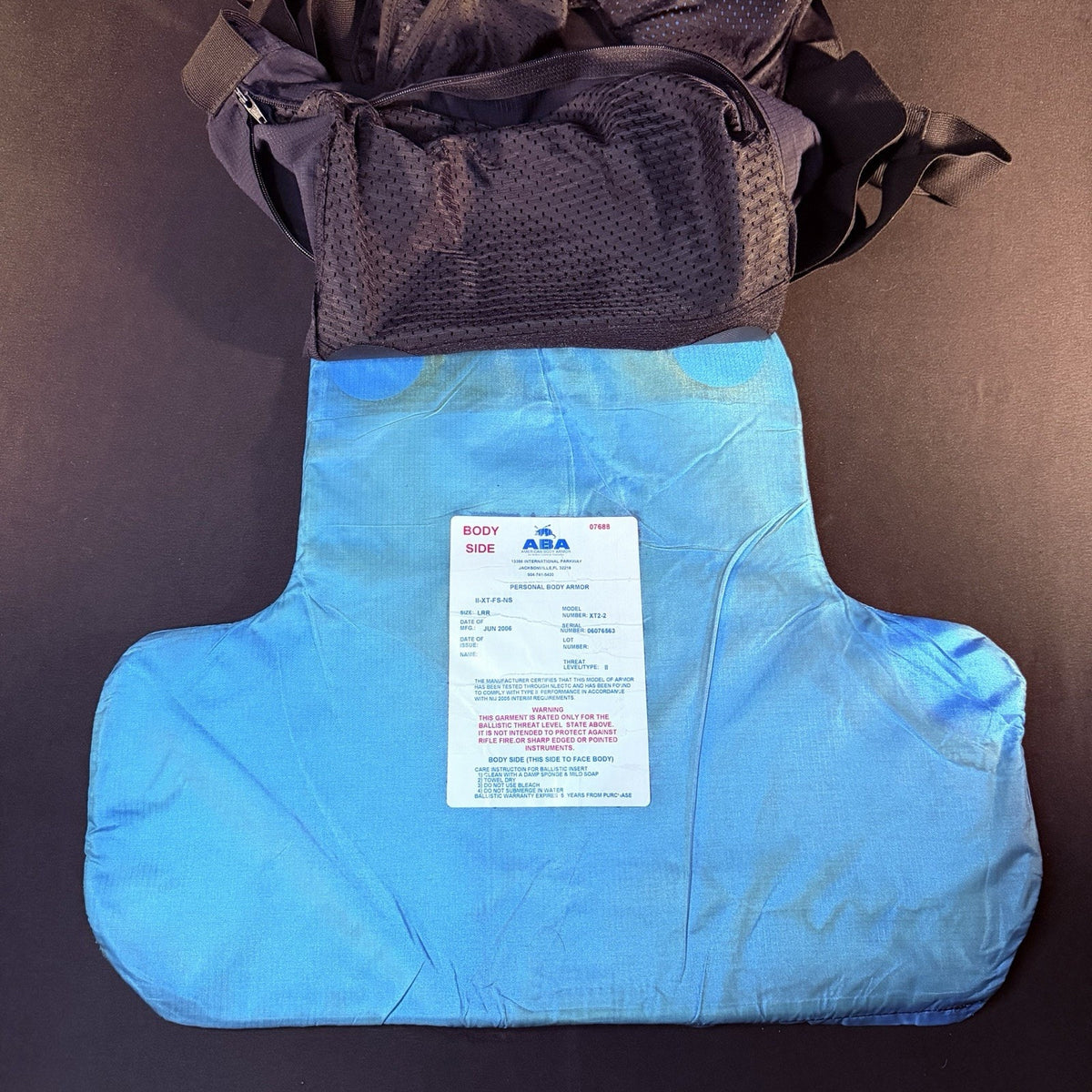 American Body Armor Vest Ballistic Level 2 II Size Medium ABA Bulletproof Blue