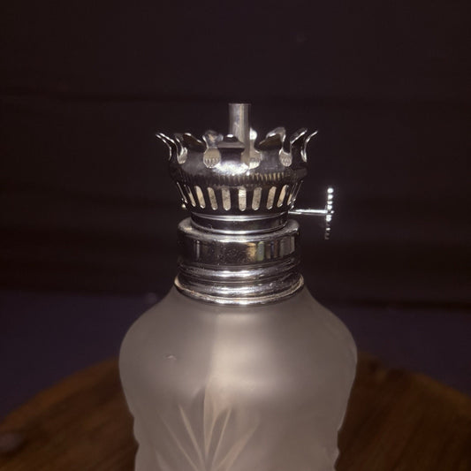 Kerosene Oil Lamp Burner 1/4" Wick 3/4" Threads Silver Tone