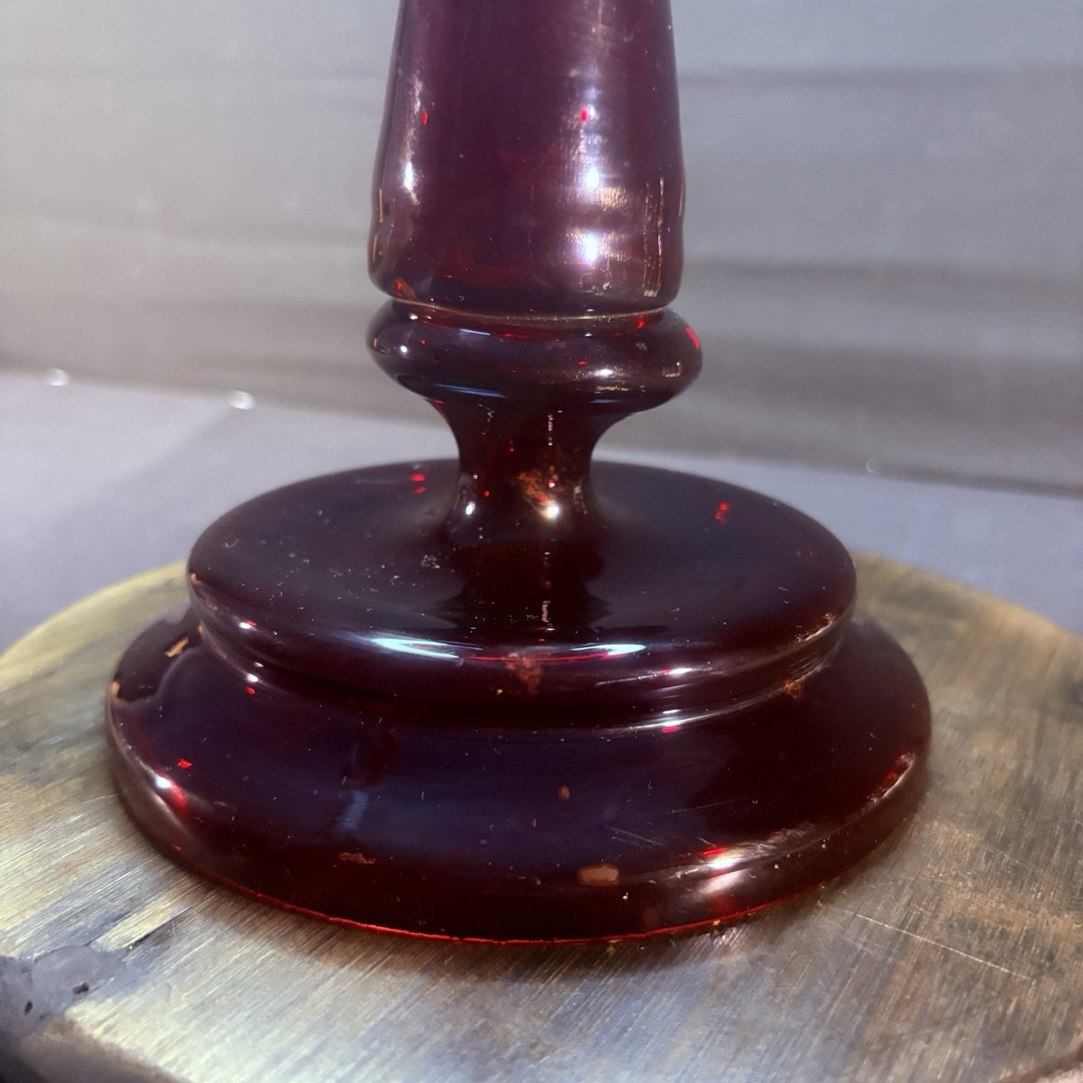 19th Century Bohemian Ruby Glass Mantle Luster 1860-1880 12" Tall 6" Diameter