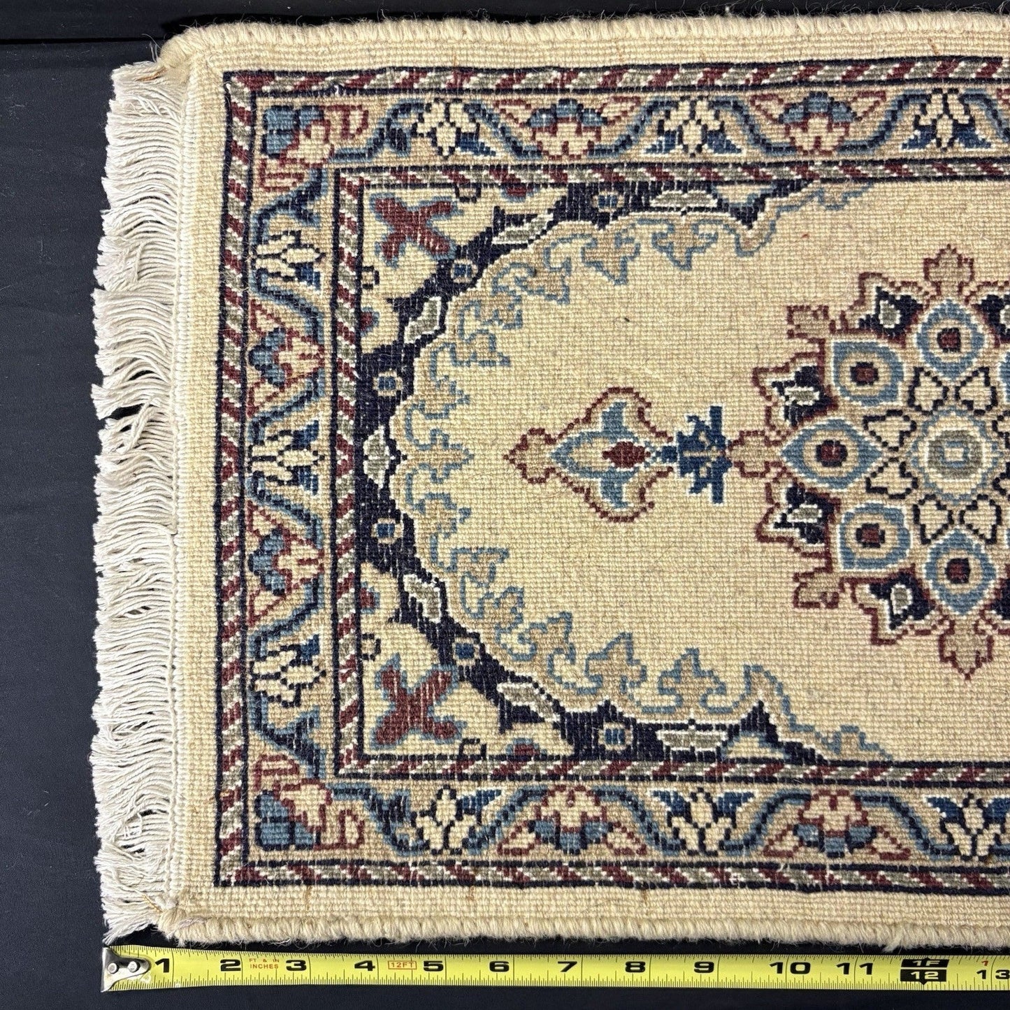 Persian Nain Rug Hand Knotted Blue Medallion 2'x1' or 24"x15" or 40cm X 60cm