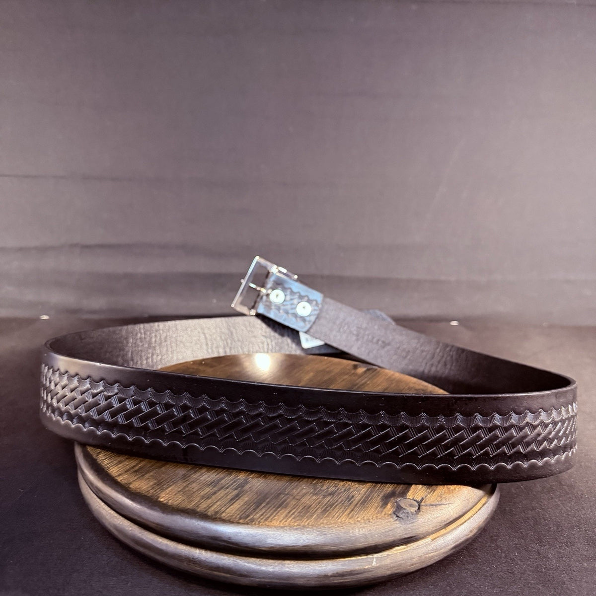 Galls Belt Custom Size 40” Make Your Own Holes Black Basketweave Leather LP1213