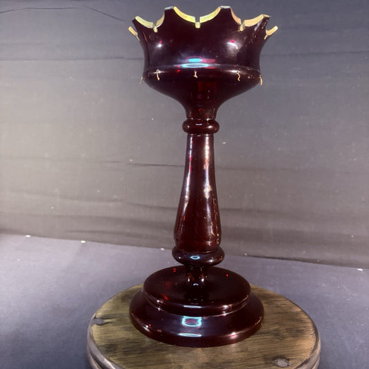 19th Century Bohemian Ruby Glass Mantle Luster 1860-1880 12" Tall 6" Diameter